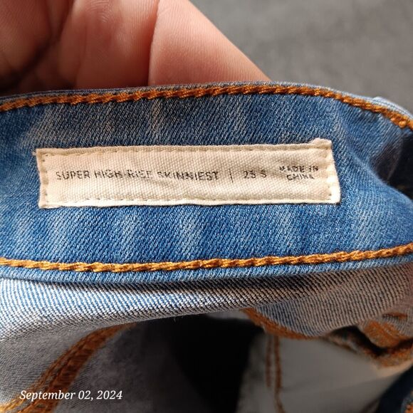 Pacsun Jeans Women‎ 25 Short Blue Super High Rise Skinniest Stretch Pants - Picture 6 of 12